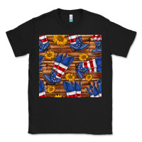 Black america western boots and sunflower seamless pattern Classic Tee - BundleAndBundleShop