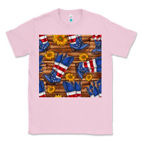 Bubblegum Pink america western boots and sunflower seamless pattern Classic Tee - BundleAndBundleShop