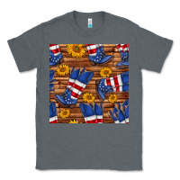 Charcoal Heather america western boots and sunflower seamless pattern Classic Tee - BundleAndBundleShop
