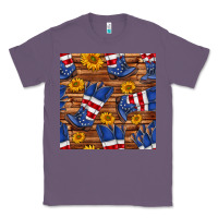 Lavender america western boots and sunflower seamless pattern Classic Tee - BundleAndBundleShop