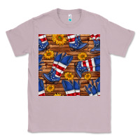Lilac america western boots and sunflower seamless pattern Classic Tee - BundleAndBundleShop