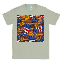 Matcha america western boots and sunflower seamless pattern Classic Tee - BundleAndBundleShop