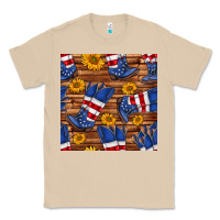 Mushroom america western boots and sunflower seamless pattern Classic Tee - BundleAndBundleShop