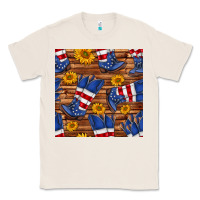 Natural america western boots and sunflower seamless pattern Classic Tee - BundleAndBundleShop