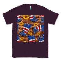 Plum america western boots and sunflower seamless pattern Classic Tee - BundleAndBundleShop