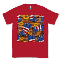 Red america western boots and sunflower seamless pattern Classic Tee - BundleAndBundleShop