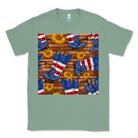 Sage america western boots and sunflower seamless pattern Classic Tee - BundleAndBundleShop
