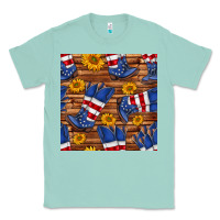 Seafoam america western boots and sunflower seamless pattern Classic Tee - BundleAndBundleShop