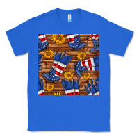 True Royal america western boots and sunflower seamless pattern Classic Tee - BundleAndBundleShop