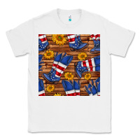 White america western boots and sunflower seamless pattern Classic Tee - BundleAndBundleShop
