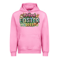 Fuchsia Pink Happy Easter 2023 Urban Hoodie - HowdyJamesFarm