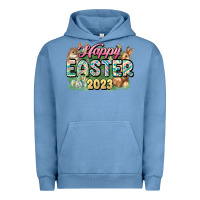 Pigment Pebble Blue Happy Easter 2023 Urban Hoodie - HowdyJamesFarm