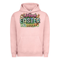 Pigment Salmon Happy Easter 2023 Urban Hoodie - HowdyJamesFarm