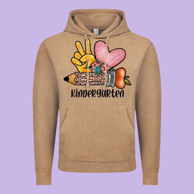 Peace Love Kindergarten Vintage Hoodie Designed By Jahusdesignshop