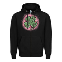 Black leopard shamrocks with hearts Zipper Hoodie - MaliasSmallBusiness