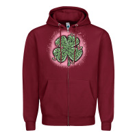 Burgundy leopard shamrocks with hearts Zipper Hoodie - MaliasSmallBusiness