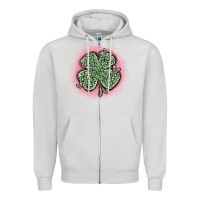 Dove Grey leopard shamrocks with hearts Zipper Hoodie - MaliasSmallBusiness