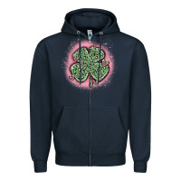 Navy leopard shamrocks with hearts Zipper Hoodie - MaliasSmallBusiness