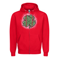 Red leopard shamrocks with hearts Zipper Hoodie - MaliasSmallBusiness