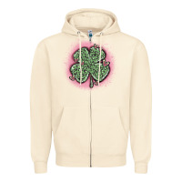 Sandshell leopard shamrocks with hearts Zipper Hoodie - MaliasSmallBusiness