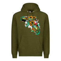 Army Green Florida Map with Sunflower and Serape Cactus Premium Hoodie - Bettercallsaul
