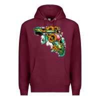 Burgundy Florida Map with Sunflower and Serape Cactus Premium Hoodie - Bettercallsaul