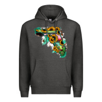 Charcoal Heather Florida Map with Sunflower and Serape Cactus Premium Hoodie - Bettercallsaul