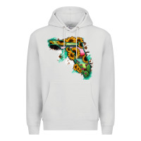 Dove Grey Florida Map with Sunflower and Serape Cactus Premium Hoodie - Bettercallsaul