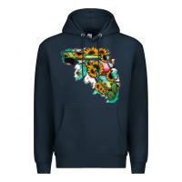 Navy Florida Map with Sunflower and Serape Cactus Premium Hoodie - Bettercallsaul