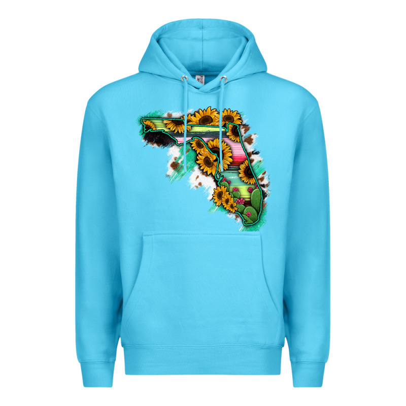 Florida Map With Sunflower And Serape Cactus Premium Hoodie by Bettercallsaul | Teevron