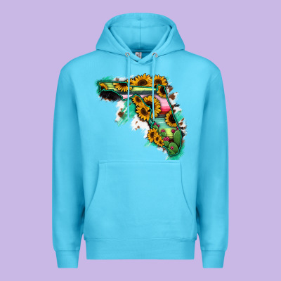 Florida Map With Sunflower And Serape Cactus Premium Hoodie Designed By Bettercallsaul