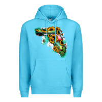 Ocean Blue Florida Map with Sunflower and Serape Cactus Premium Hoodie - Bettercallsaul