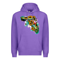 Purple Florida Map with Sunflower and Serape Cactus Premium Hoodie - Bettercallsaul