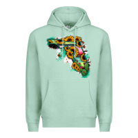 Seafoam Florida Map with Sunflower and Serape Cactus Premium Hoodie - Bettercallsaul