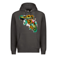 Smoke Florida Map with Sunflower and Serape Cactus Premium Hoodie - Bettercallsaul