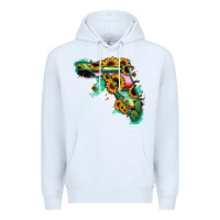 White Florida Map with Sunflower and Serape Cactus Premium Hoodie - Bettercallsaul