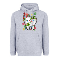 Heather Grey Christmas Teeth Dentist Heavyweight Hoodie - MaliasSmallBusiness