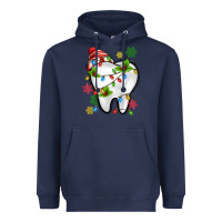 Navy Christmas Teeth Dentist Heavyweight Hoodie - MaliasSmallBusiness