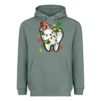 Sage Christmas Teeth Dentist Heavyweight Hoodie - MaliasSmallBusiness