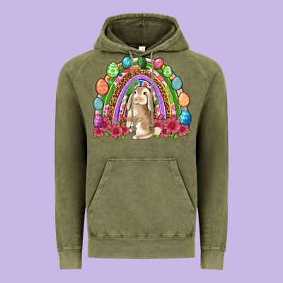Easter Rainbow Bunny Easter Day Vintage Hoodie Designed By Neo Western