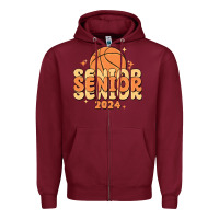 Burgundy basketball senior 2024 Zipper Hoodie - MaliasSmallBusiness