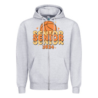 Heather Grey basketball senior 2024 Zipper Hoodie - MaliasSmallBusiness
