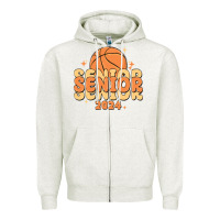 Oatmeal Heather basketball senior 2024 Zipper Hoodie - MaliasSmallBusiness