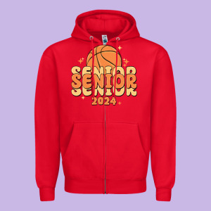 Basketball Senior 2024 Zipper Hoodie Designed By Maliassmallbusiness