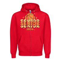 Red basketball senior 2024 Zipper Hoodie - MaliasSmallBusiness