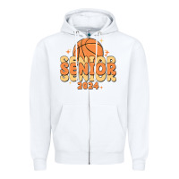 White basketball senior 2024 Zipper Hoodie - MaliasSmallBusiness