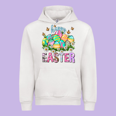 Happy Easter With Eggs Easter Day Urban Hoodie Designed By Howdyjamesfarm