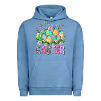 Pigment Pebble Blue Happy Easter with eggs Easter Day Urban Hoodie - HowdyJamesFarm