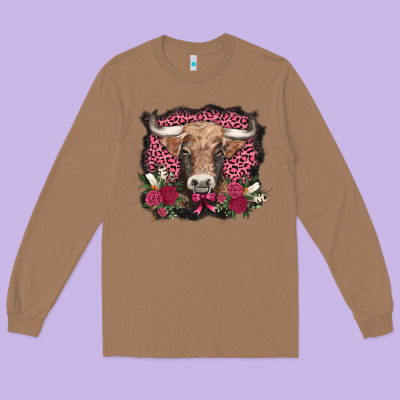 V.d. Cow And Roses Long Sleeve Tee Designed By Adodesignshop