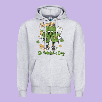 Happy St. Patrick's Day Zipper Hoodie Designed By Maliassmallbusiness